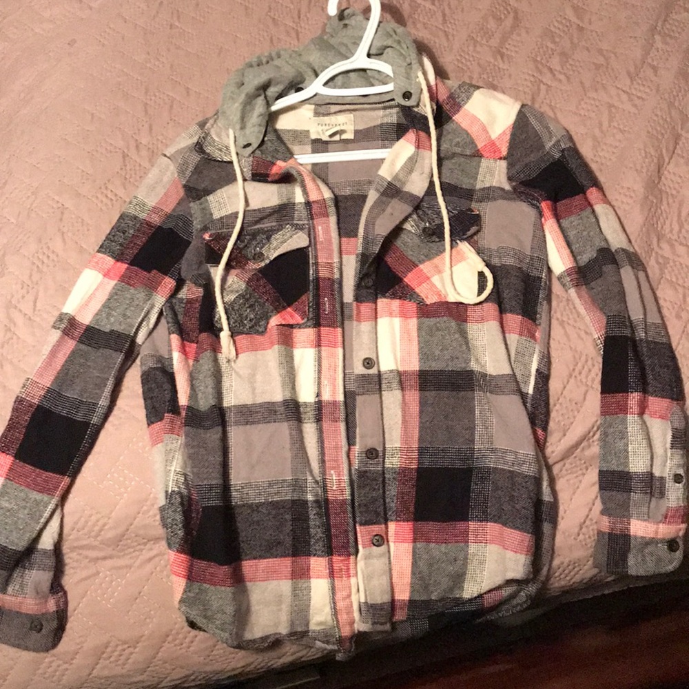 plaid button up shirt jacket